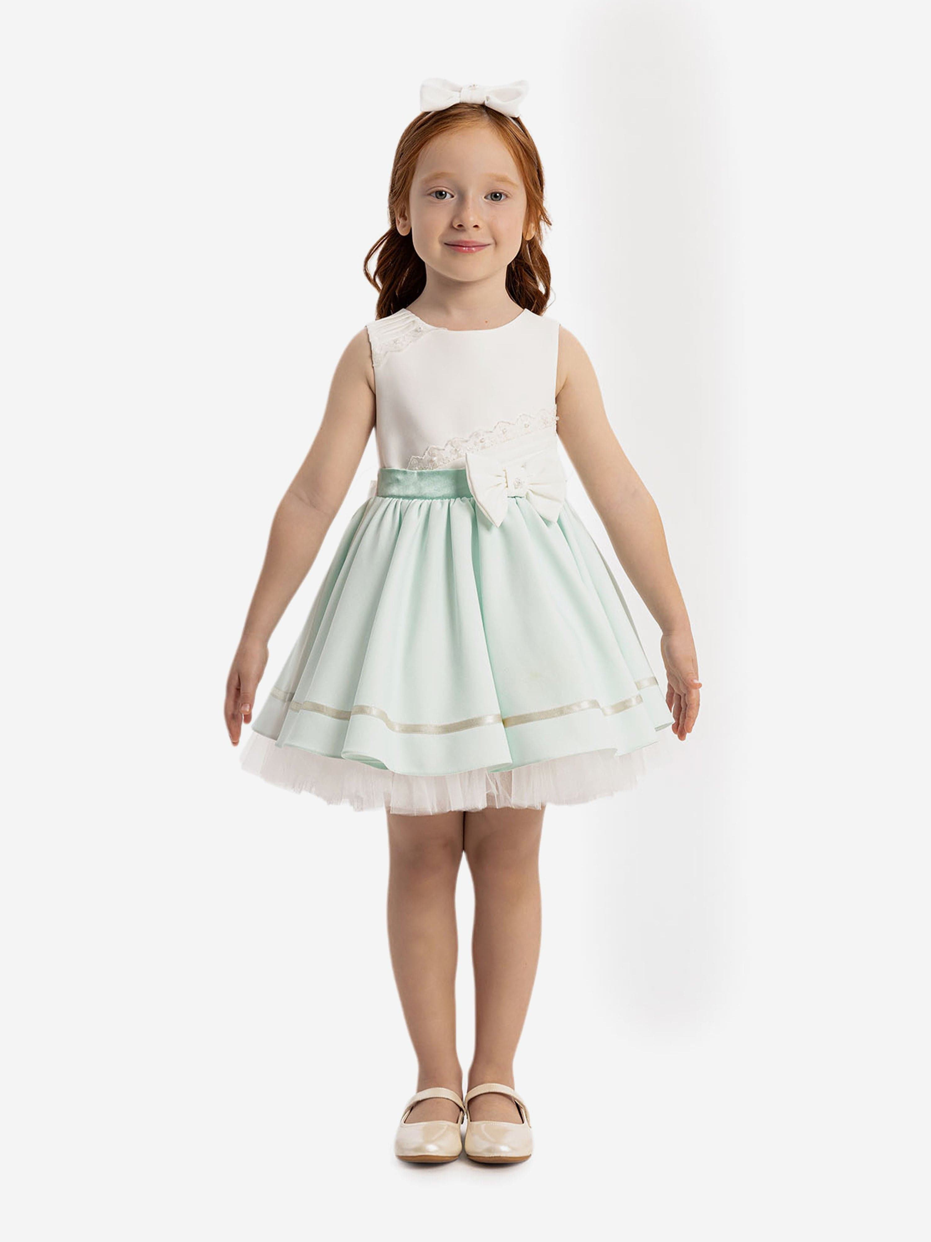 DRESS & Fleur Baby Girls Green Lace Tulle Dress with Headband