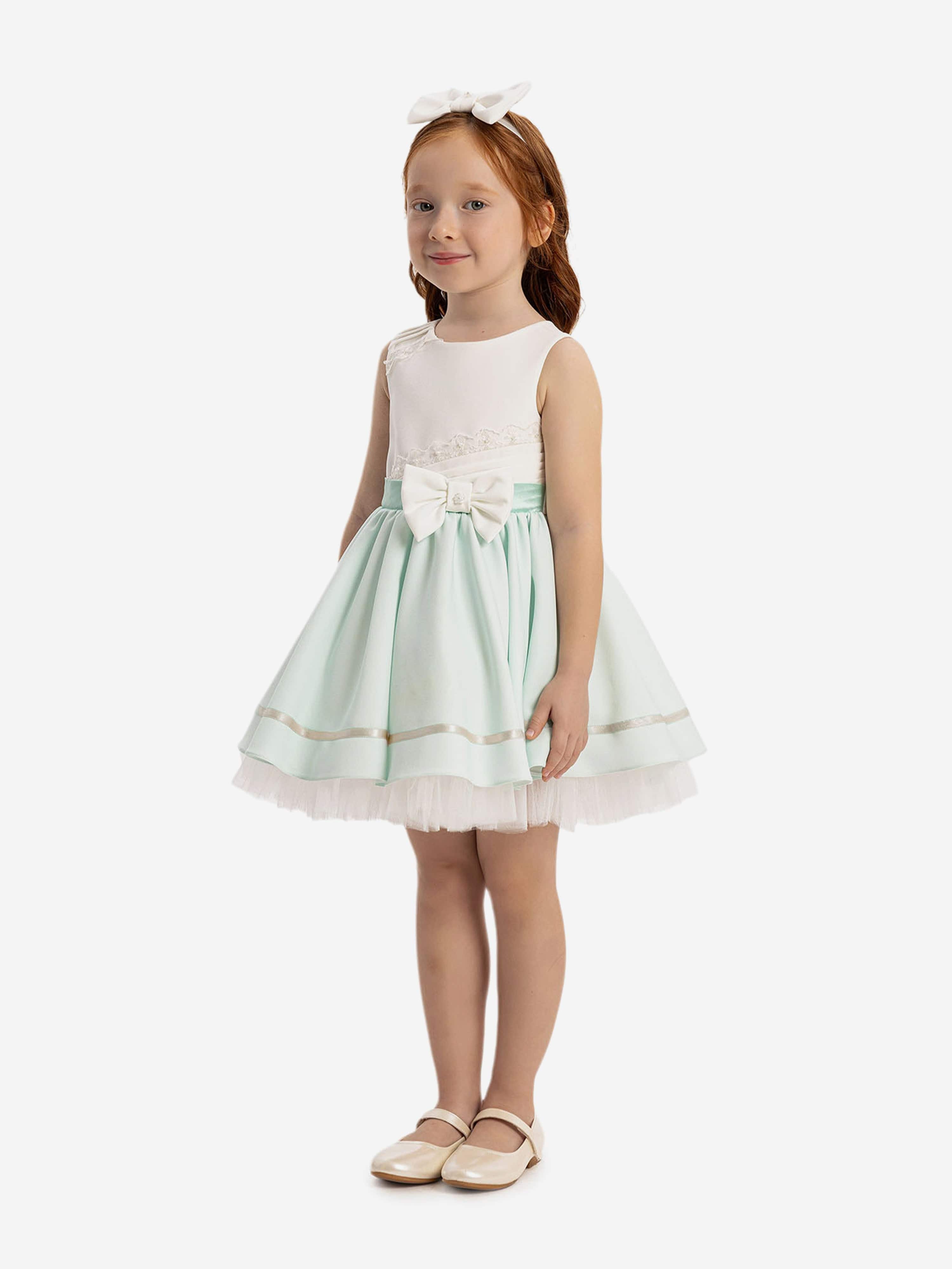 DRESS & Fleur Baby Girls Green Lace Tulle Dress with Headband