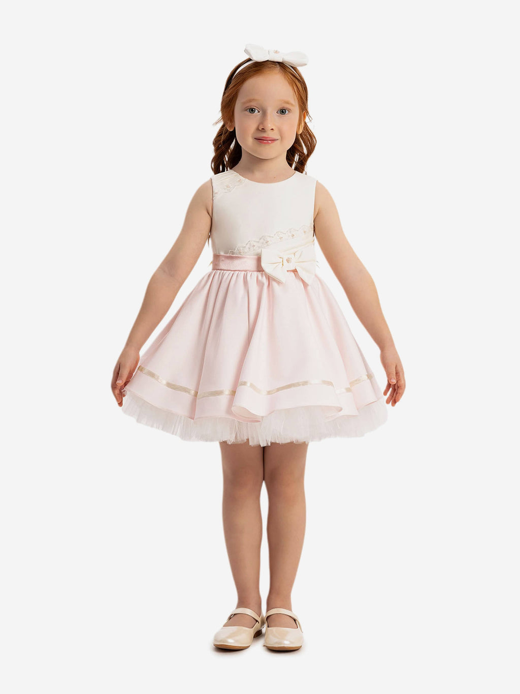 DRESS & Fleur Baby Girls Pink Lace Tulle Dress with Headband