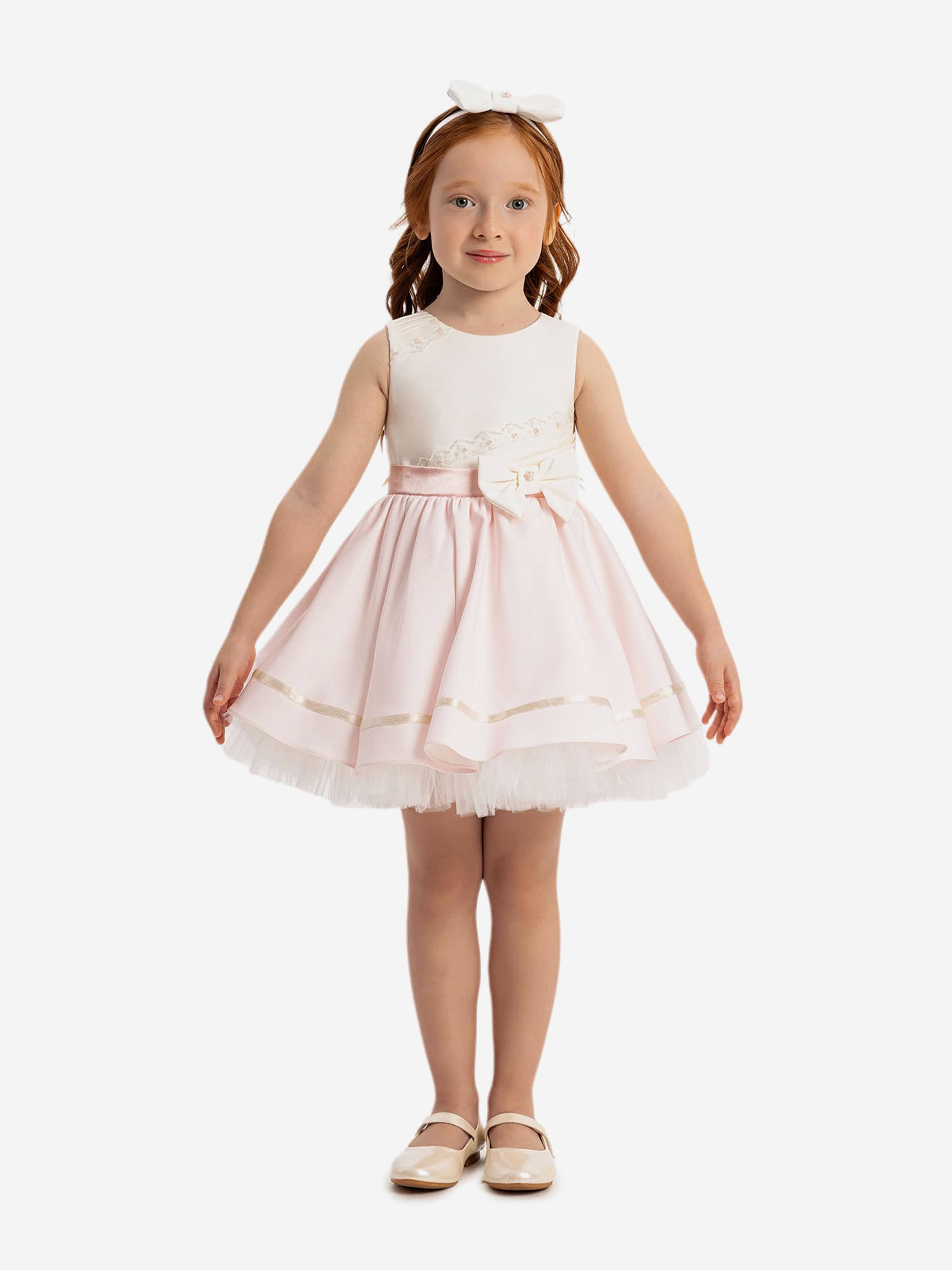 DRESS & Fleur Baby Girls Pink Lace Tulle Dress with Headband