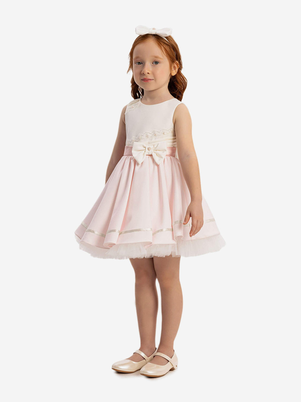 DRESS & Fleur Baby Girls Pink Lace Tulle Dress with Headband