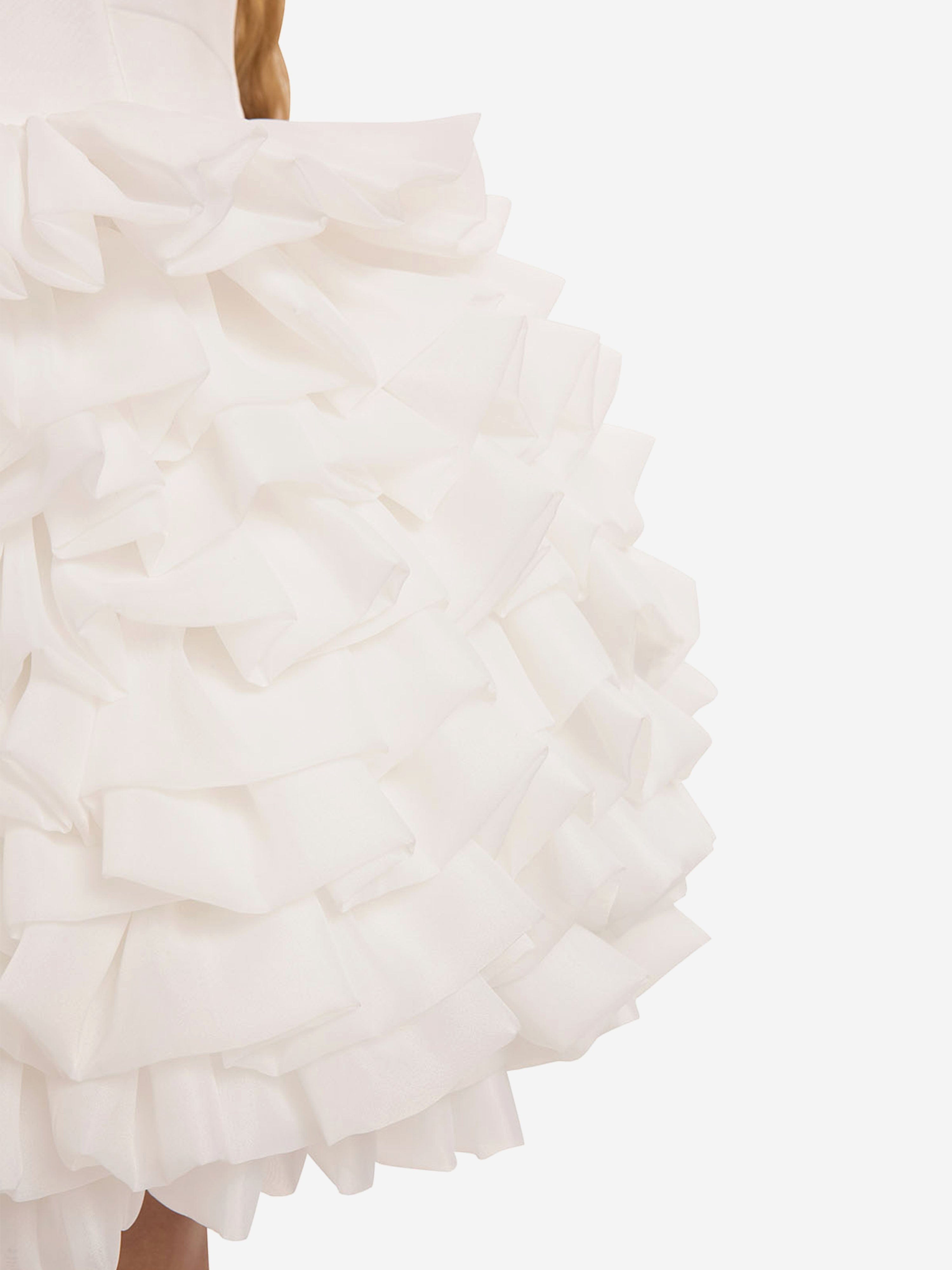 DRESS & Fleur Girls White Lace Organza Dress with Headband