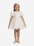 DRESS & Fleur Baby Girls Pearl Detail Lace Dress with Headband - White