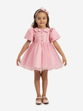 DRESS & Fleur Baby Girls Pearl Detail Lace Dress with Headband - Pink