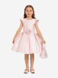 DRESS & Fleur Girls Pink Sleeveless Dress with Matching Floral Bag