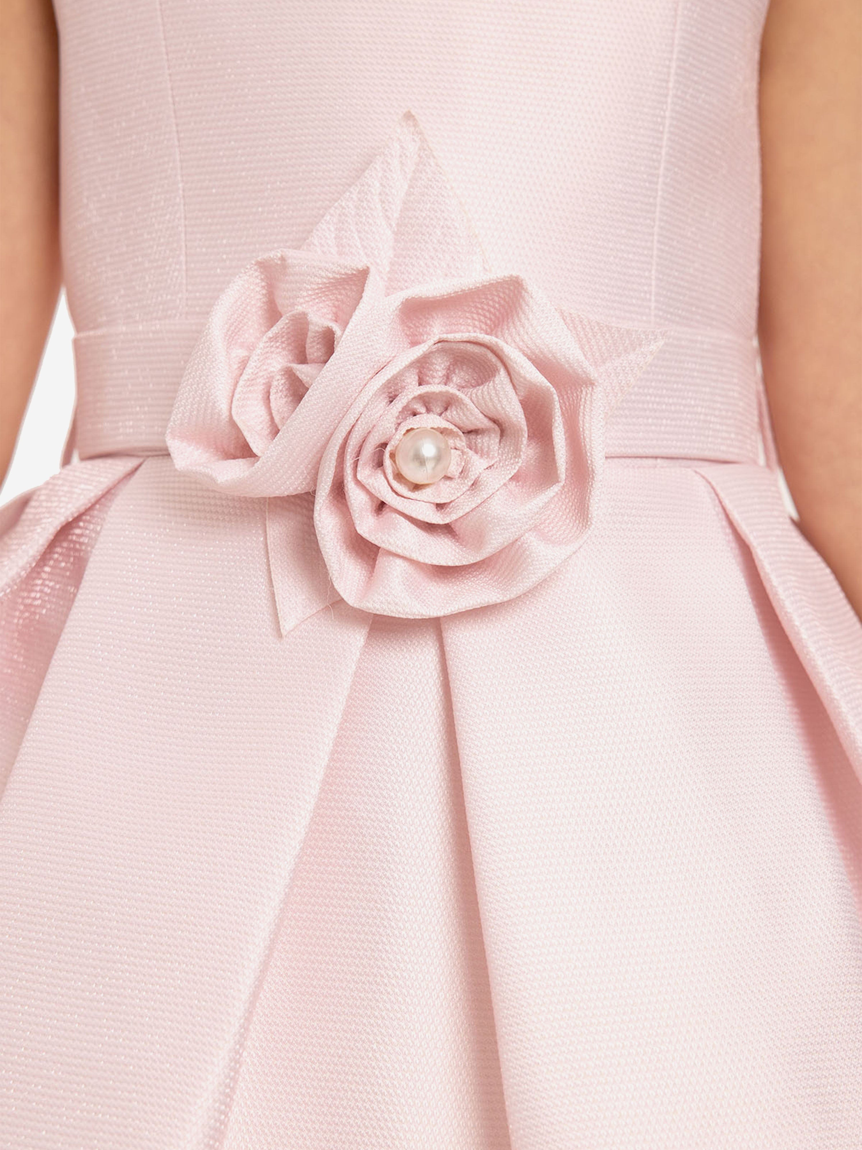 DRESS & Fleur Girls Pink Sleeveless Dress with Matching Floral Bag