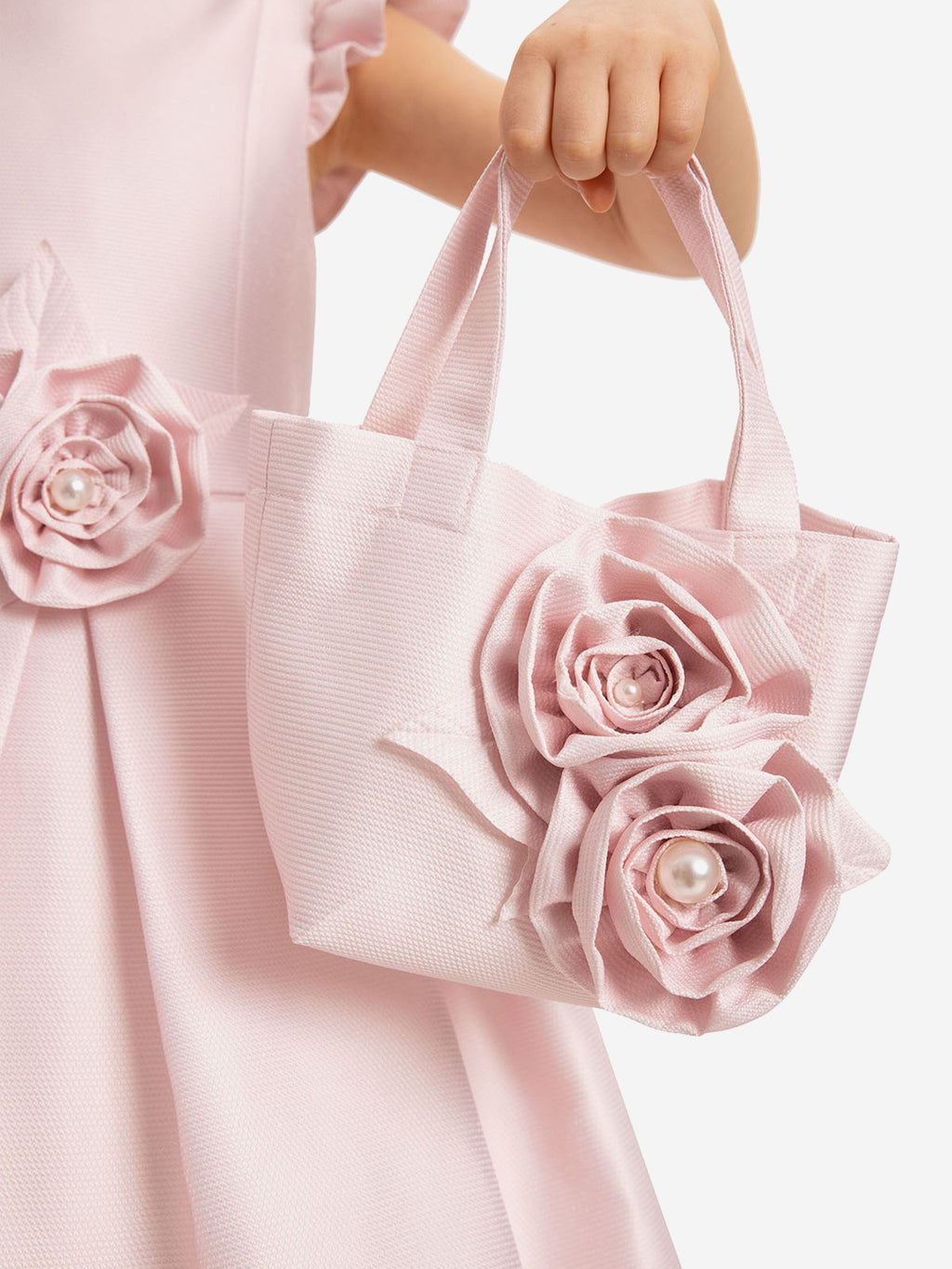 DRESS & Fleur Girls Pink Sleeveless Dress with Matching Floral Bag