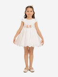 DRESS & Fleur Baby Girls Floral Embroidered Dress with Headband – White