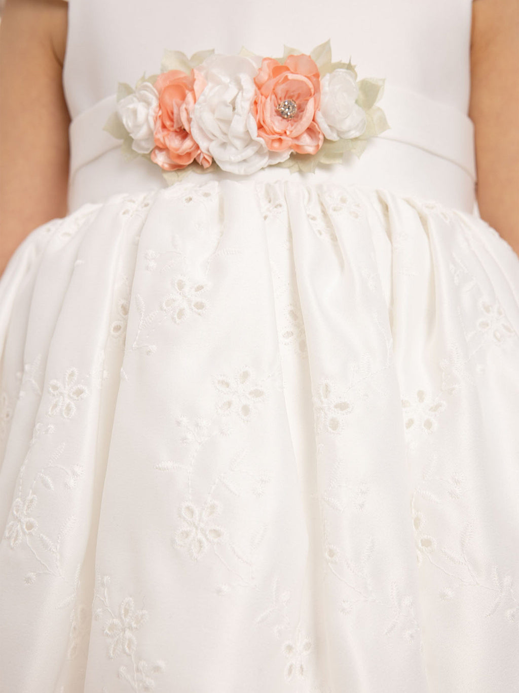 DRESS & Fleur Baby Girls Floral Embroidered Dress with Headband – White