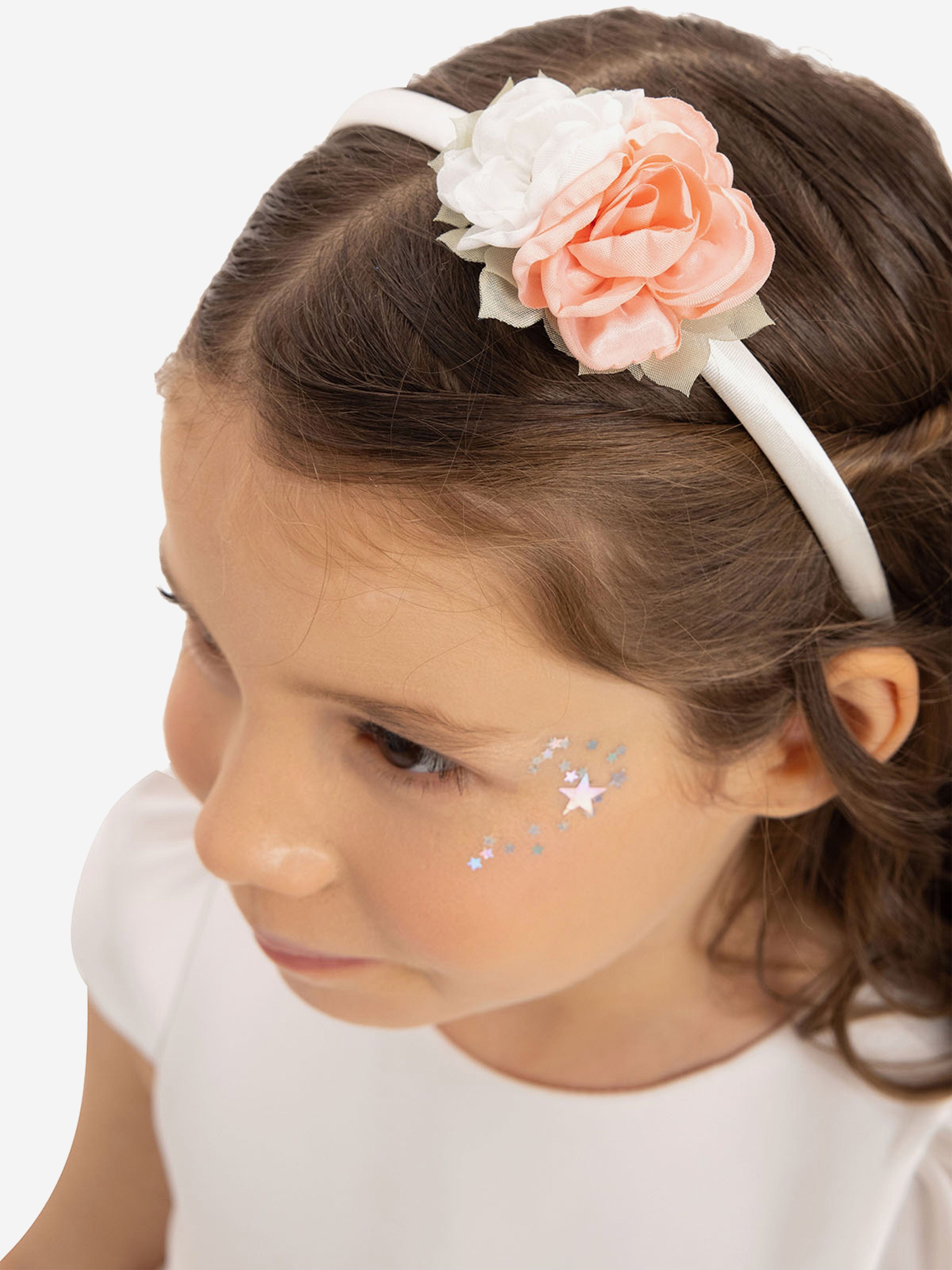 DRESS & Fleur Baby Girls Floral Embroidered Dress with Headband – White