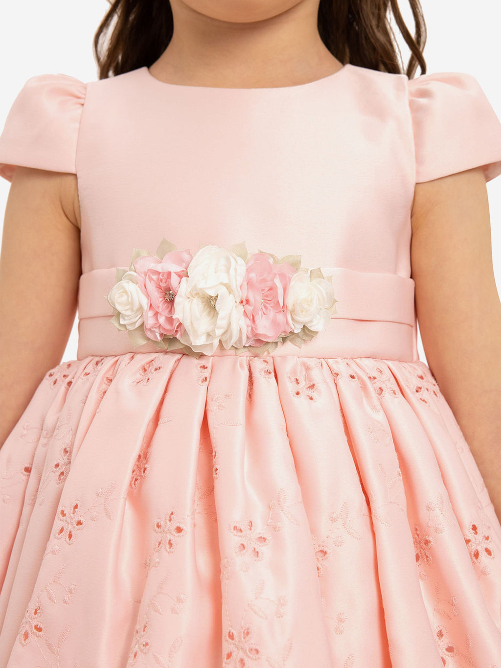 DRESS & Fleur Baby Girls Pink Floral Embroidered Dress with Headband