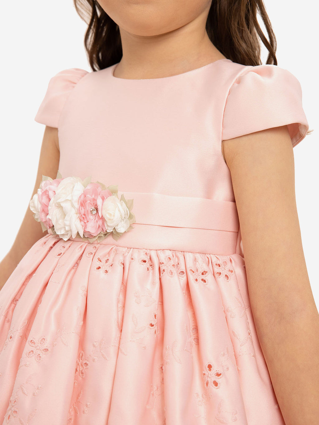 DRESS & Fleur Baby Girls Pink Floral Embroidered Dress with Headband