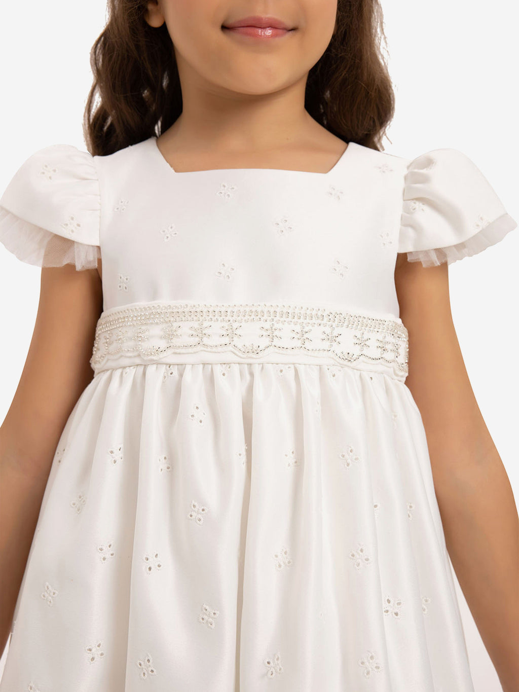 DRESS & Fleur Girls White Embroidered Tulle Dress and Bag Set