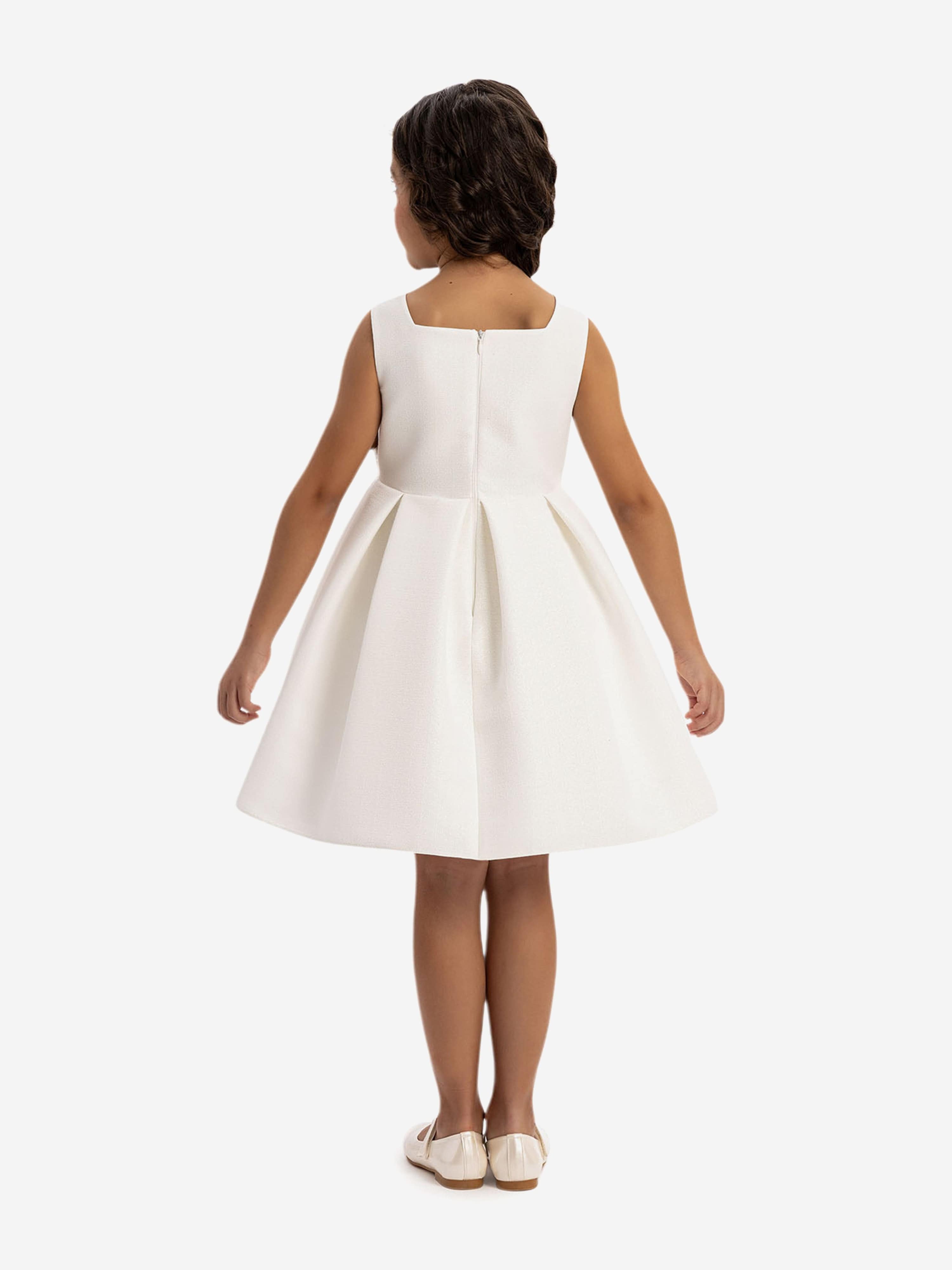 DRESS & Fleur Girls White 3-Piece Dress Set with Bolero and Bag