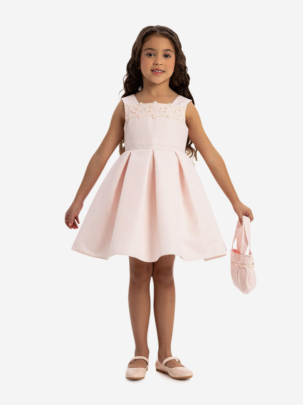 DRESS & Fleur Girls 3-Piece Pink Dress Set with Bolero and Bag