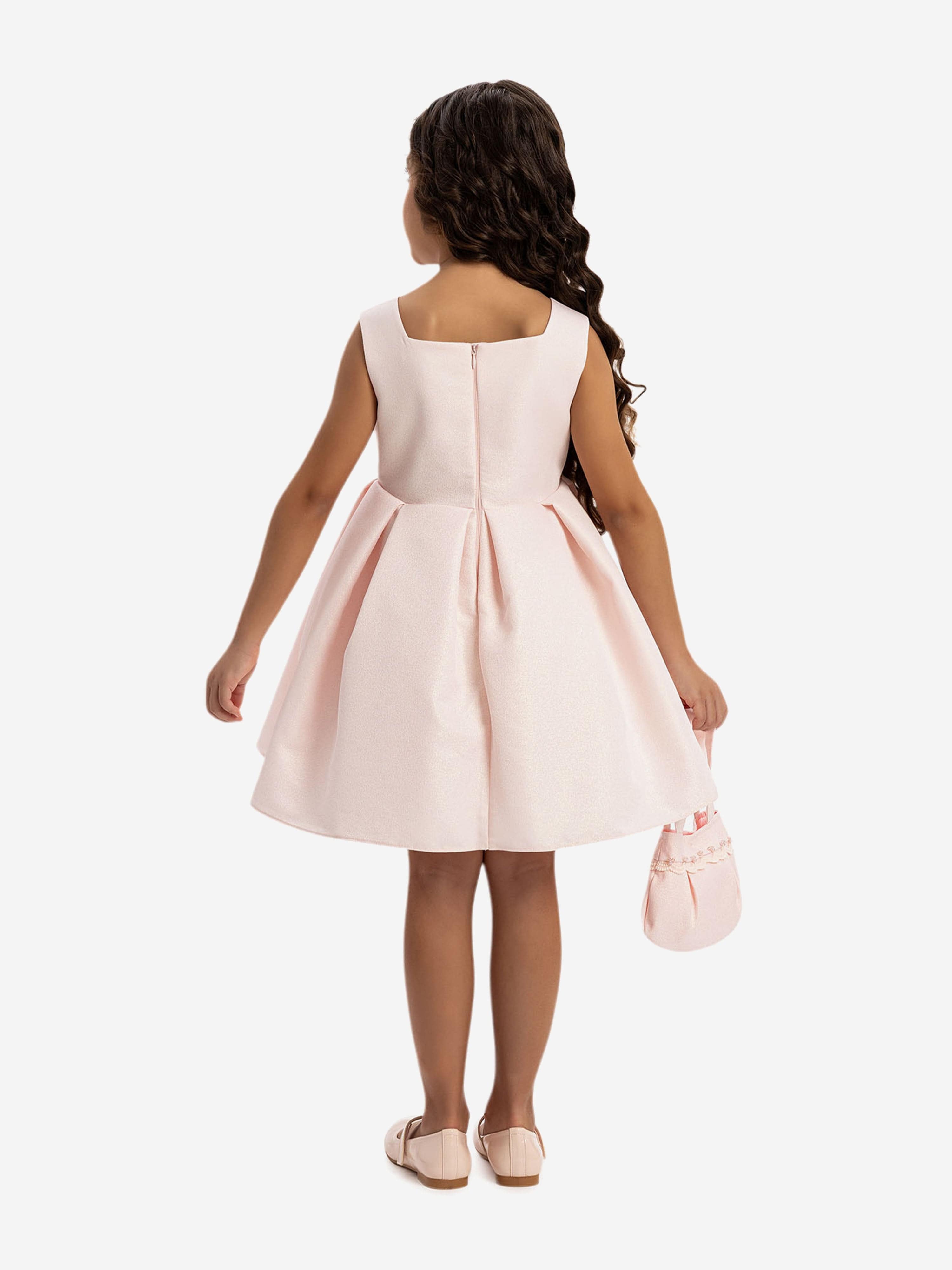 DRESS & Fleur Girls 3-Piece Pink Dress Set with Bolero and Bag