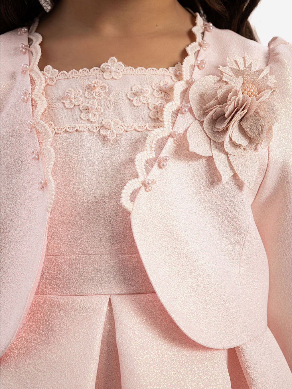DRESS & Fleur Girls 3-Piece Pink Dress Set with Bolero and Bag