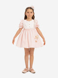 DRESS & Fleur Baby Girls Pink Jacquard Dress Set with Teddy Bear