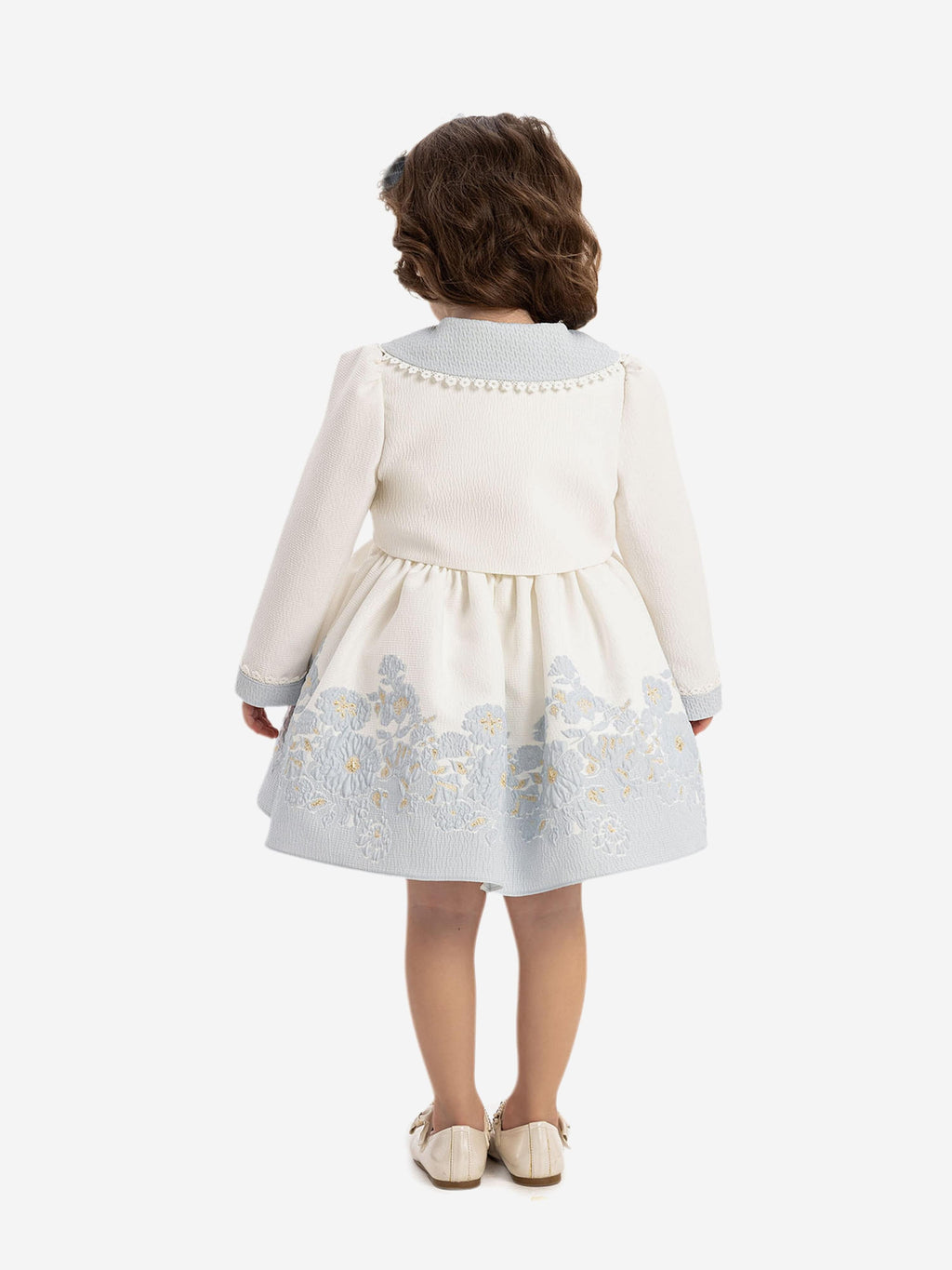 DRESS & Fleur Baby Girls Floral Dress with Bolero and Headband - Blue
