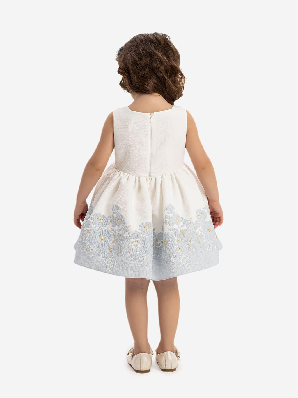 DRESS & Fleur Baby Girls Floral Dress with Bolero and Headband - Blue