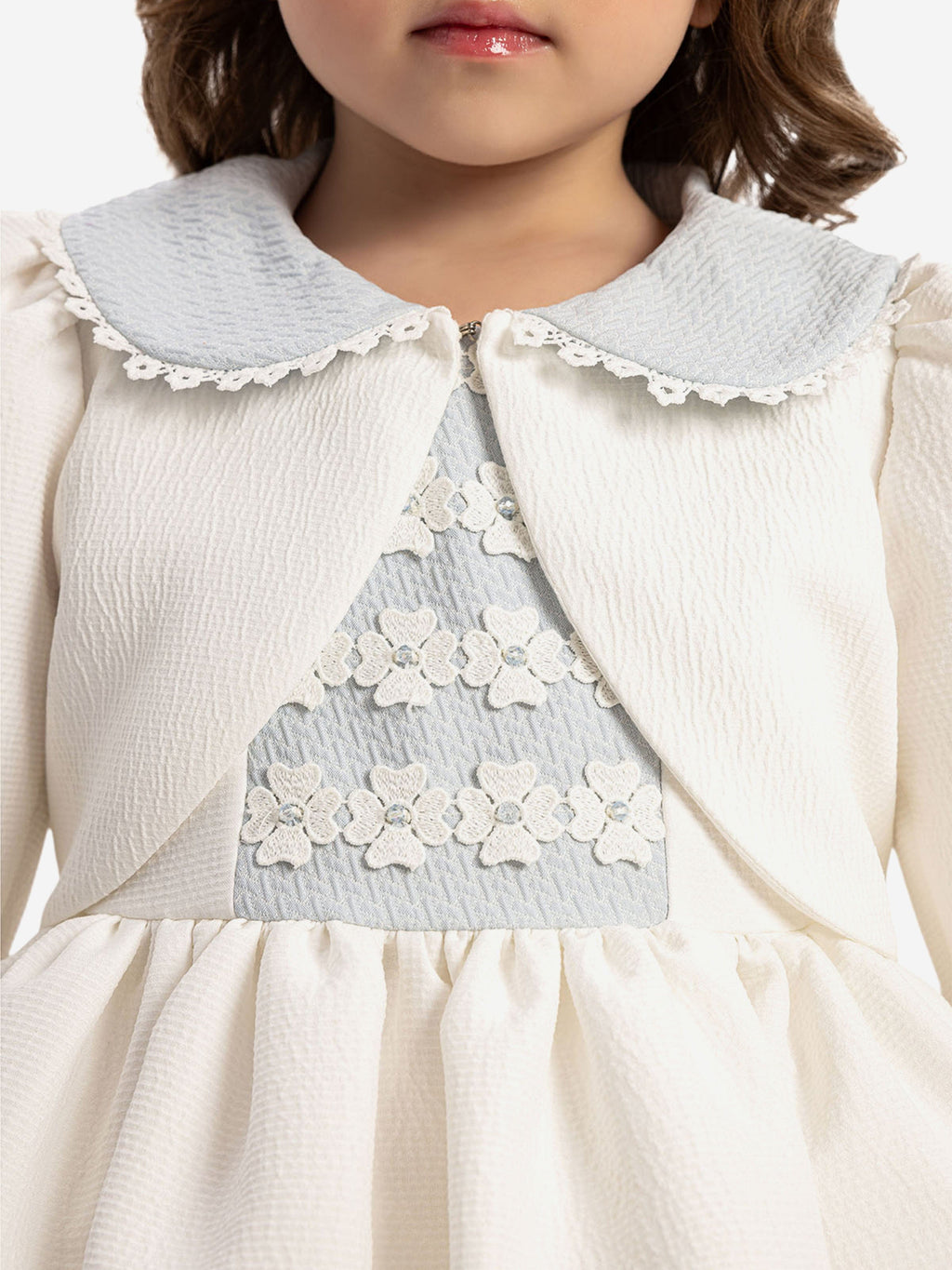 DRESS & Fleur Baby Girls Floral Dress with Bolero and Headband - Blue