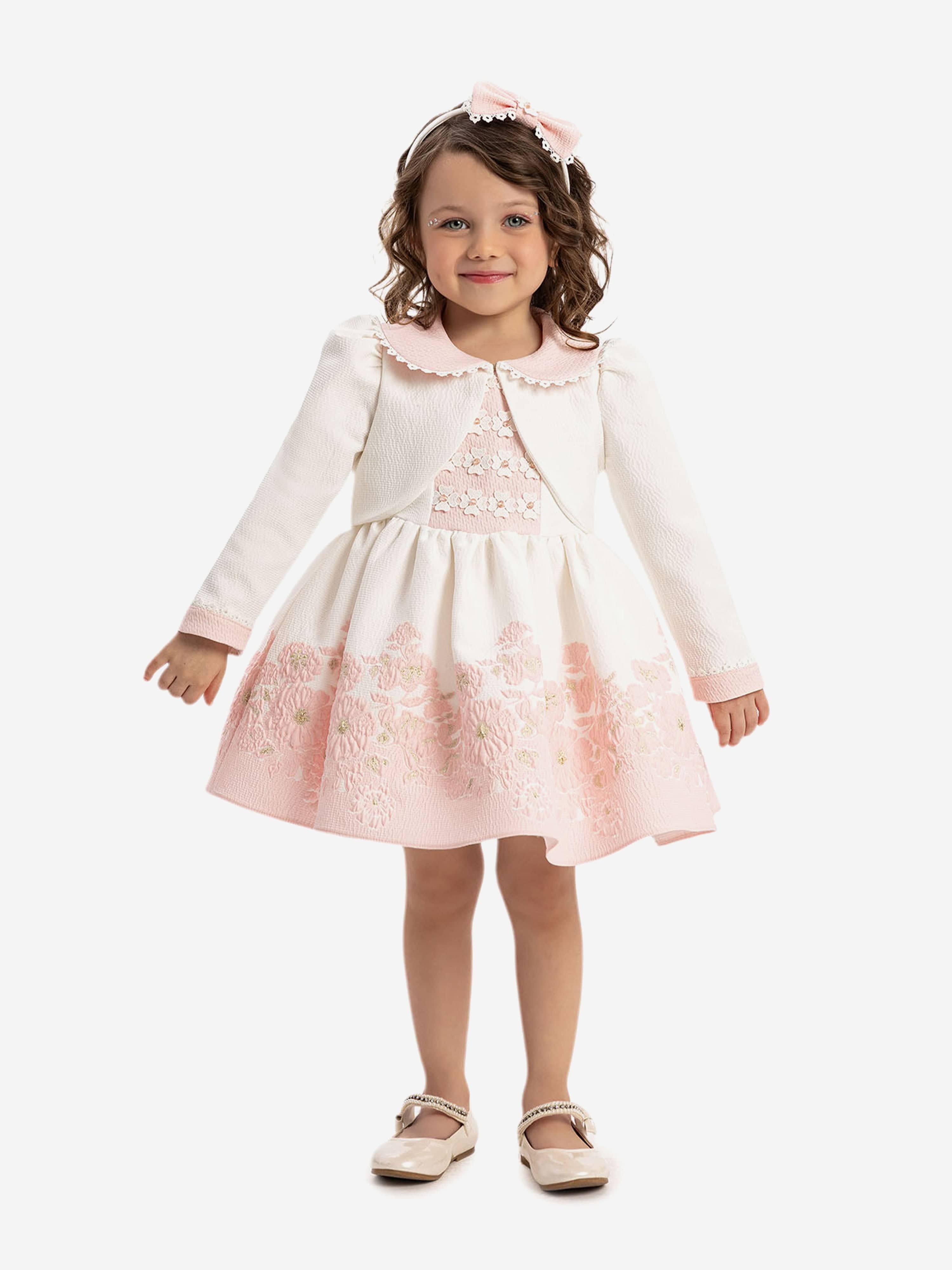 DRESS & Fleur Baby Girls Floral Embroidered Dress with Bolero - Pink