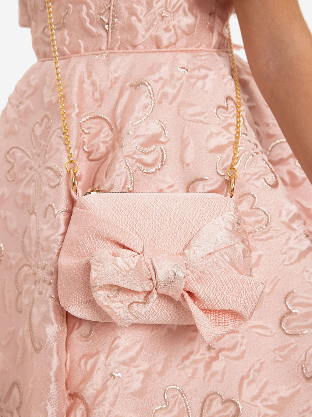 DRESS & Fleur Girls Pink Jacquard Elegant Dress and Bag 2-Piece Set