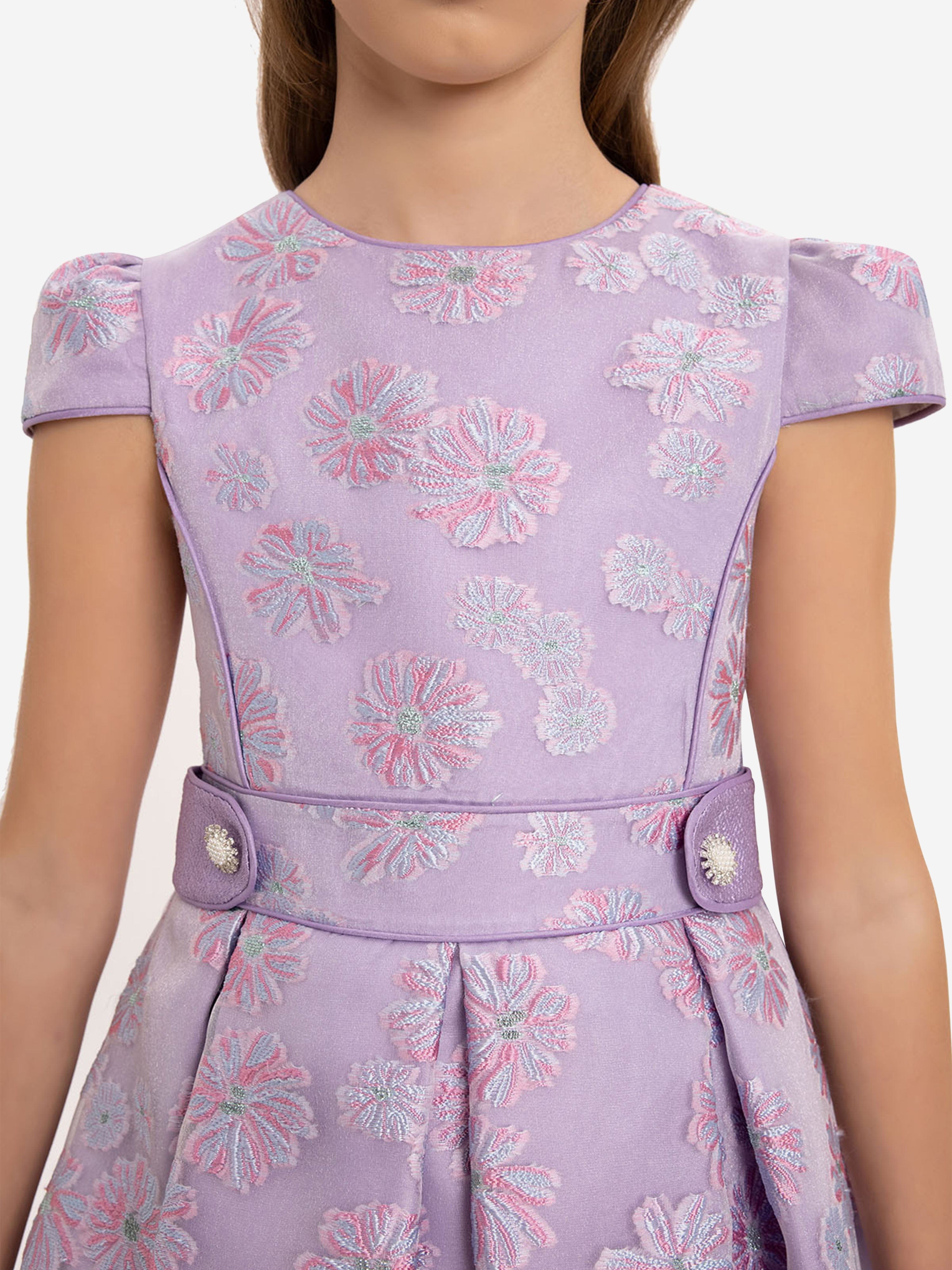 DRESS & Fleur Girls Purple Floral Embroidered Dress and Bag Set