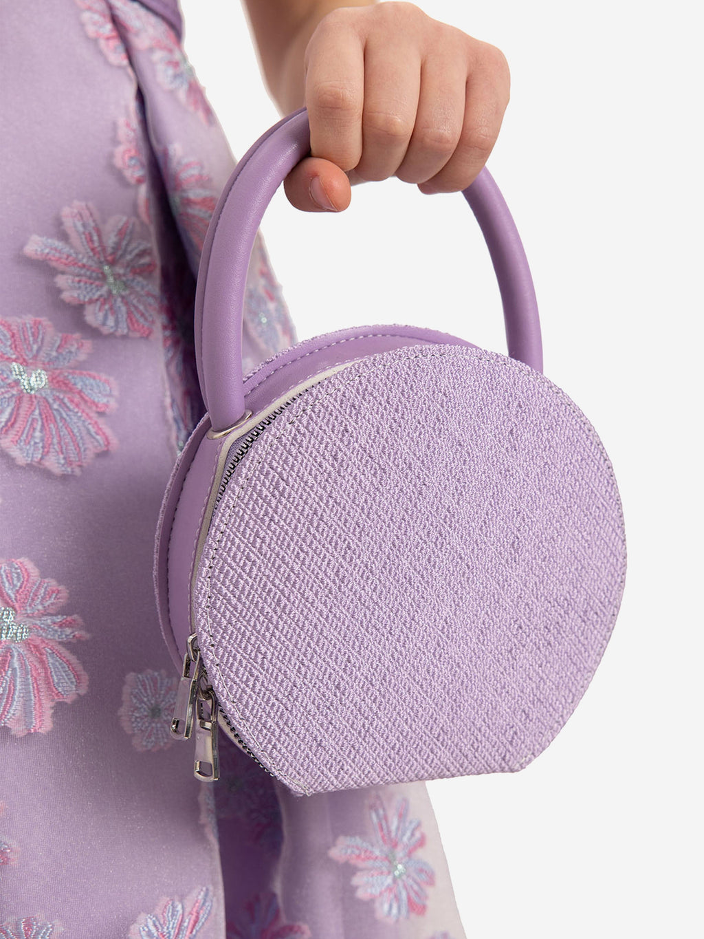DRESS & Fleur Girls Purple Floral Embroidered Dress and Bag Set