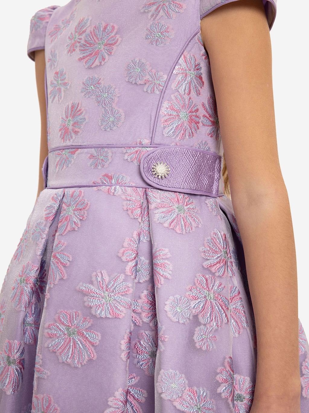 DRESS & Fleur Girls Purple Floral Embroidered Dress and Bag Set