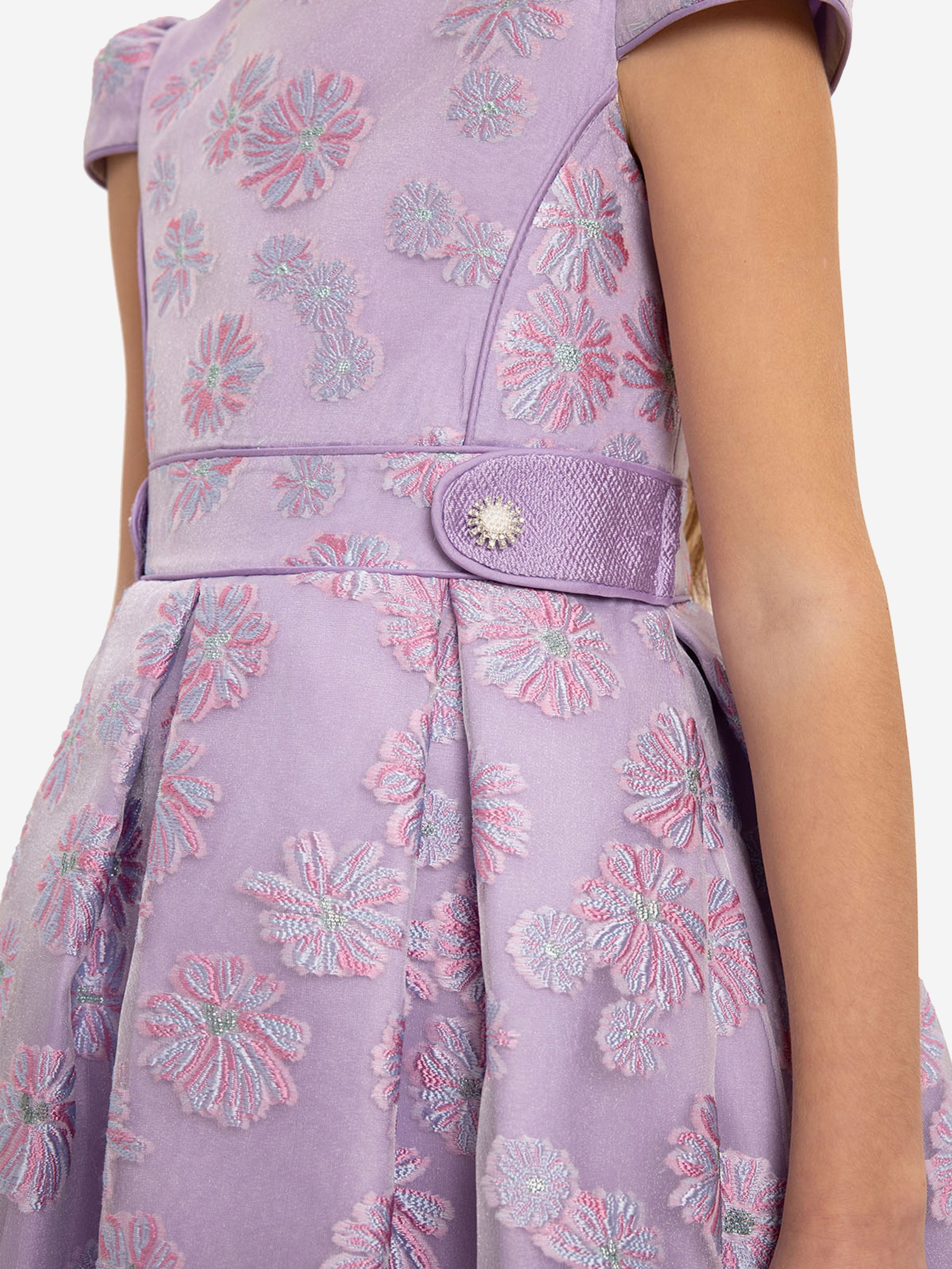 DRESS & Fleur Girls Purple Floral Embroidered Dress and Bag Set