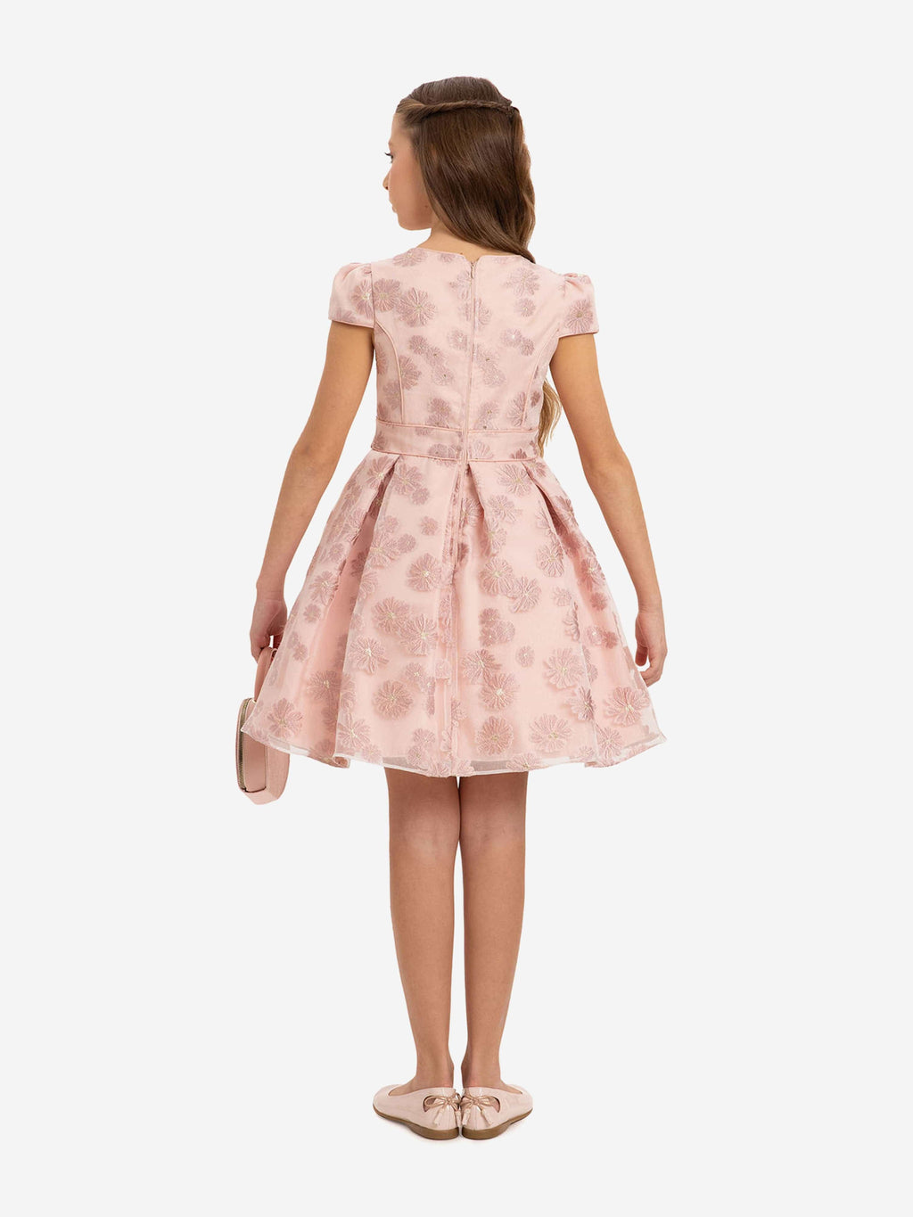 DRESS & Fleur Girls Pink Floral Embroidered Dress and Bag Set