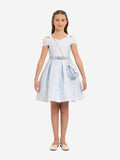 DRESS & Fleur Girls Blue Floral Jacquard Dress with Bag and Belt