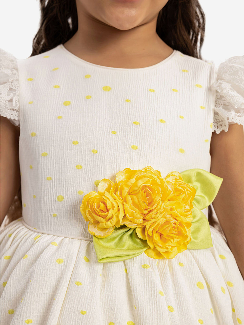 DRESS & Fleur Girls Polka Dot Dress and Headband Set in Yellow