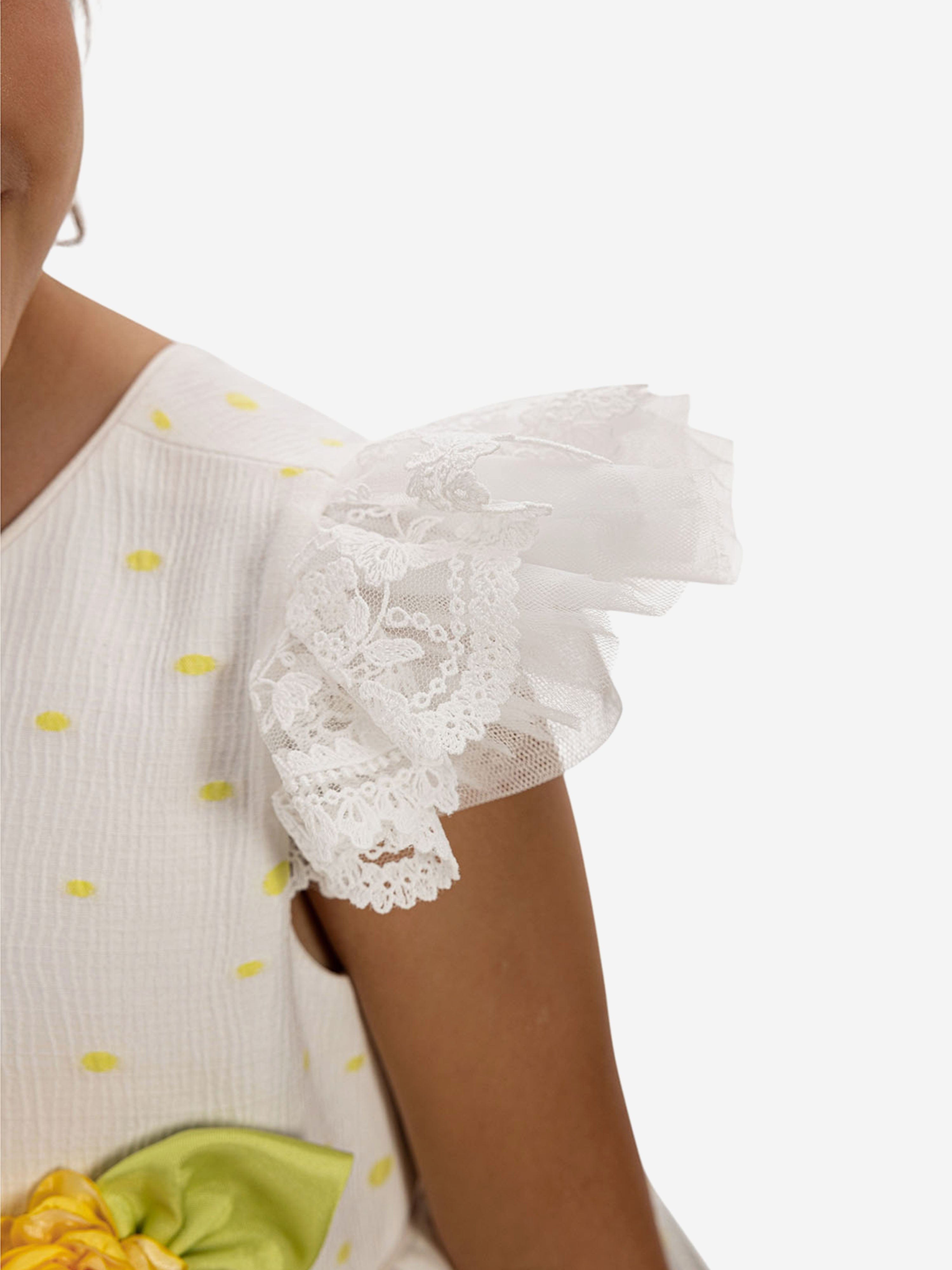 DRESS & Fleur Girls Polka Dot Dress and Headband Set in Yellow