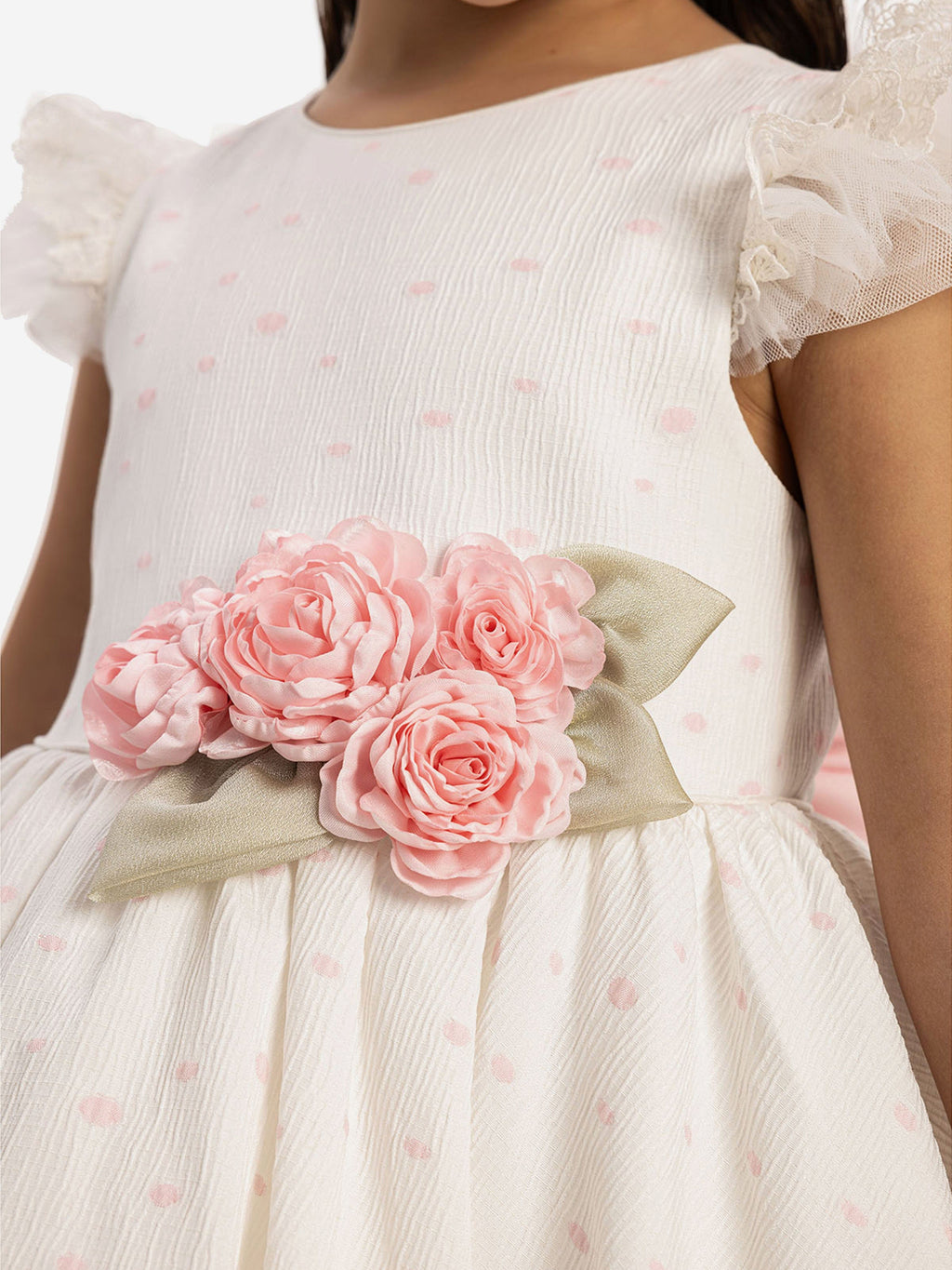 DRESS & Fleur Girls Polka Dot Dress and Headband Set in Powder Pink