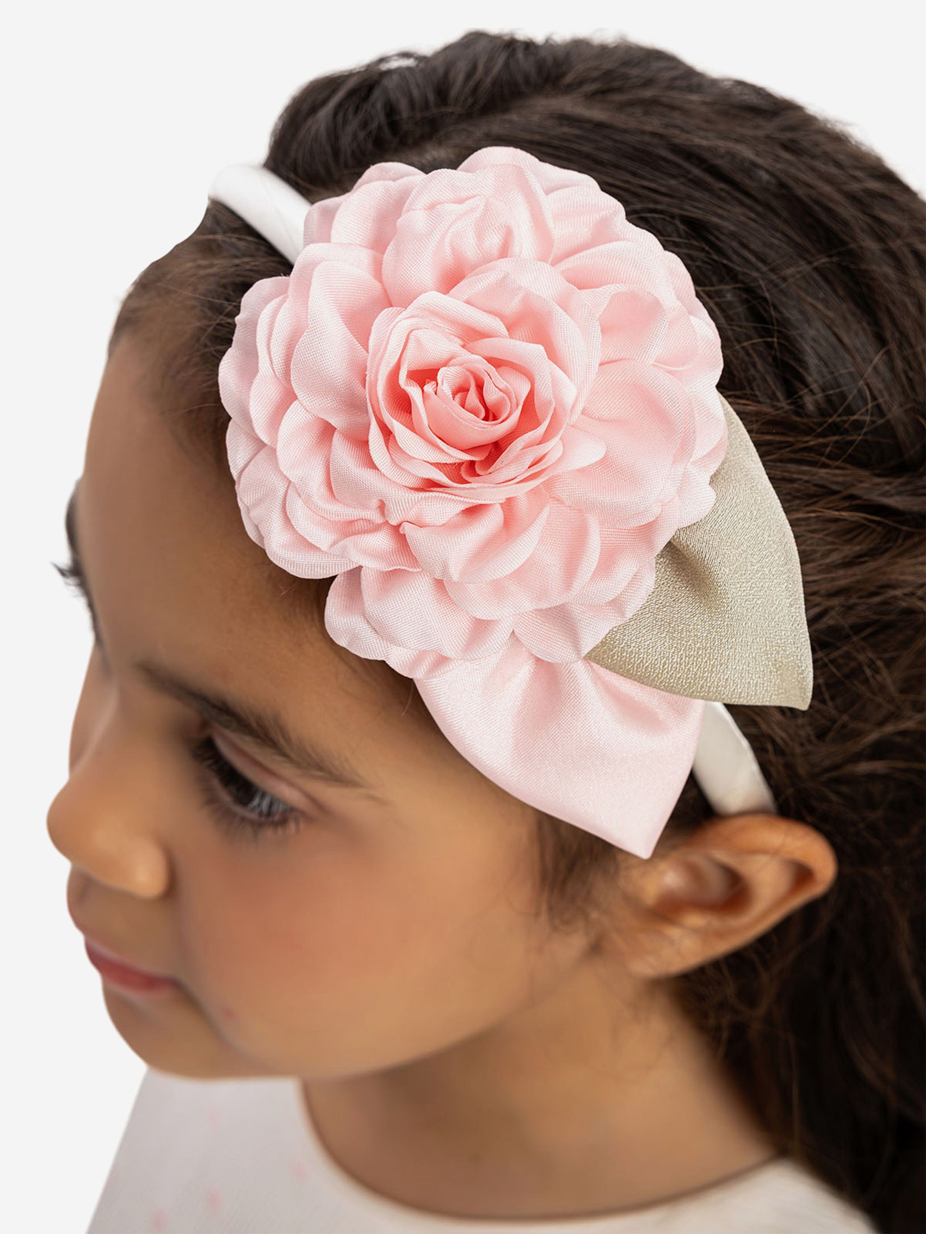 DRESS & Fleur Girls Polka Dot Dress and Headband Set in Powder Pink