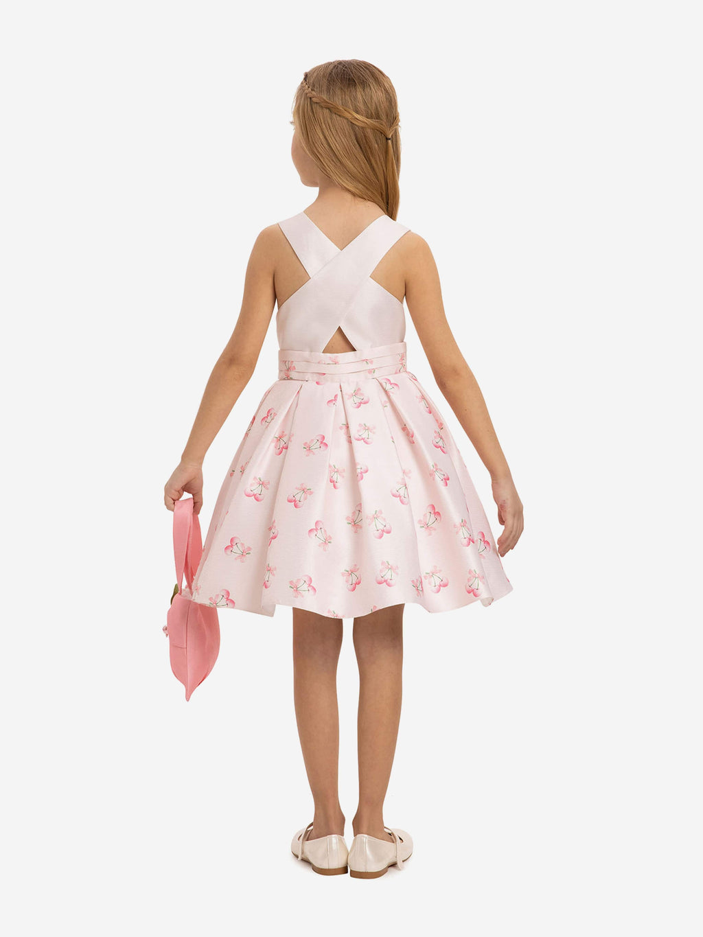 DRESS & Fleur Girls Pink Cherry Print Dress and Bag Set – 2 Piece
