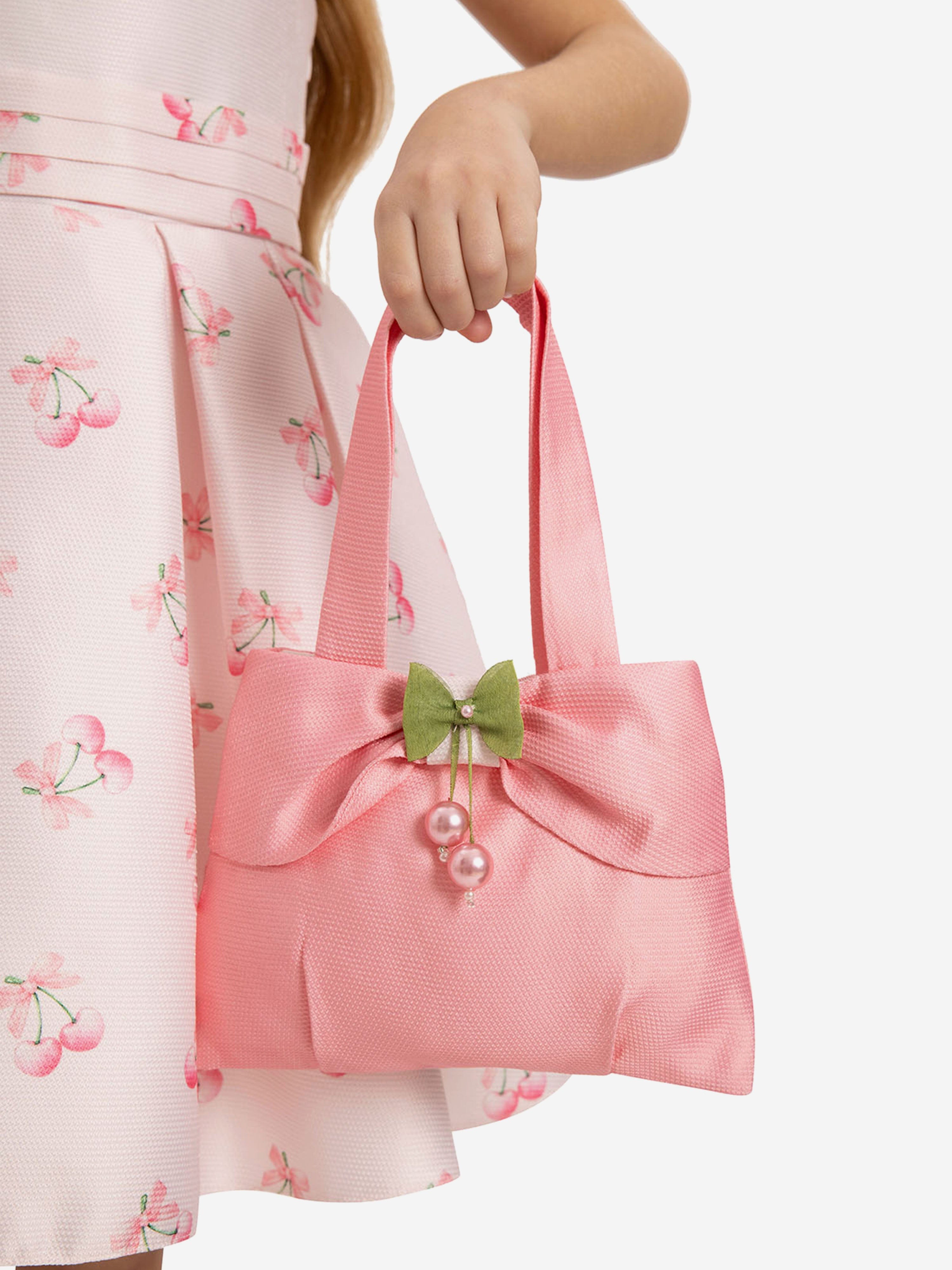 DRESS & Fleur Girls Pink Cherry Print Dress and Bag Set – 2 Piece