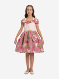 DRESS & Fleur Girls Pink Jacquard Floral Dress and Bag Set