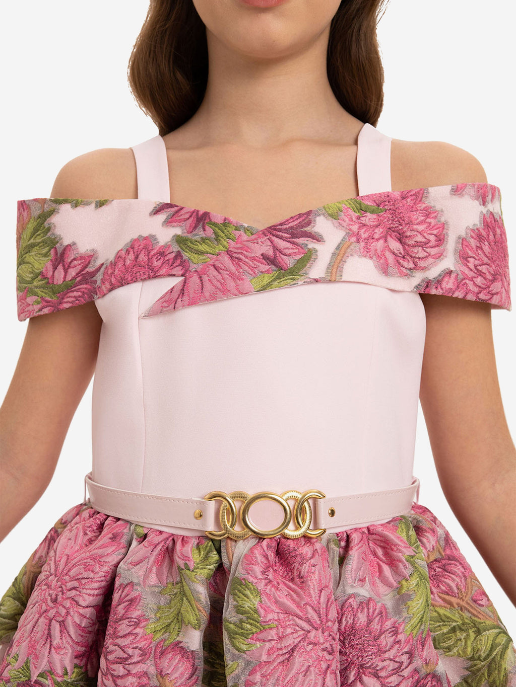 DRESS & Fleur Girls Pink Jacquard Floral Dress and Bag Set