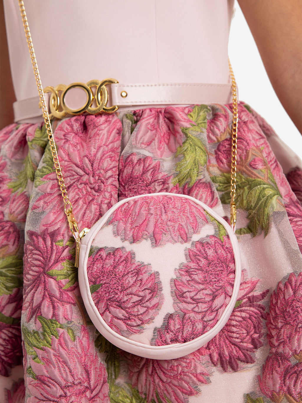 DRESS & Fleur Girls Pink Jacquard Floral Dress and Bag Set
