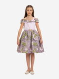 DRESS & Fleur Girls Purple Jacquard Floral Dress and Bag Set