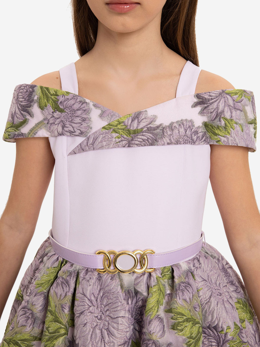 DRESS & Fleur Girls Purple Jacquard Floral Dress and Bag Set