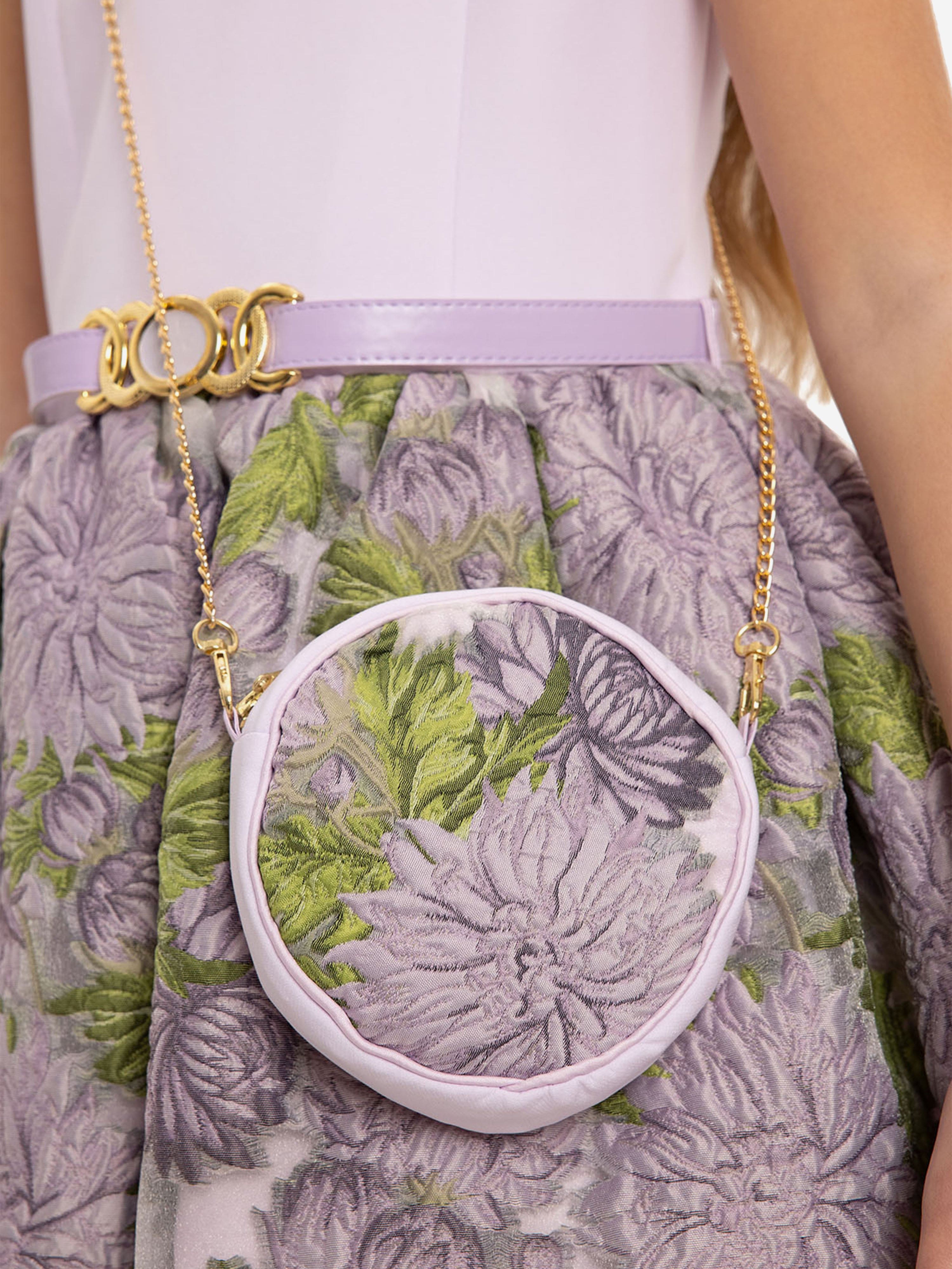 DRESS & Fleur Girls Purple Jacquard Floral Dress and Bag Set