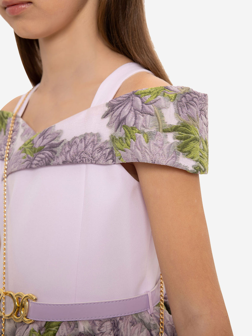 DRESS & Fleur Girls Purple Jacquard Floral Dress and Bag Set