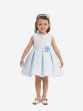 DRESS & Fleur Baby Girls Blue Floral Applique Flower Dress – Cotton Lined