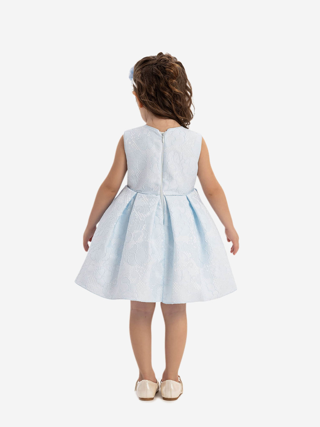 DRESS & Fleur Baby Girls Blue Floral Applique Flower Dress – Cotton Lined
