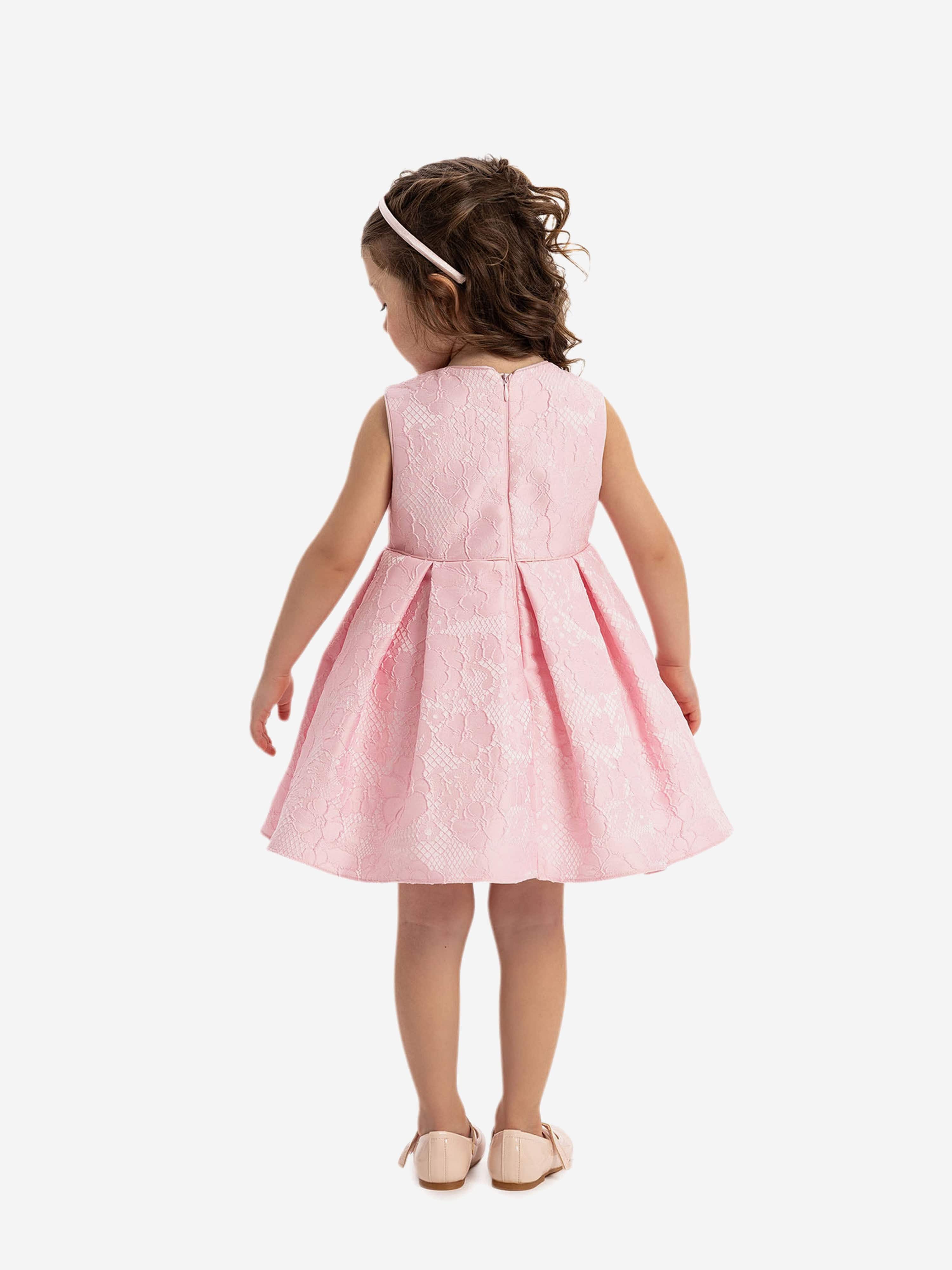 DRESS & Fleur Baby Girls Pink Flower Dress with Floral Applique