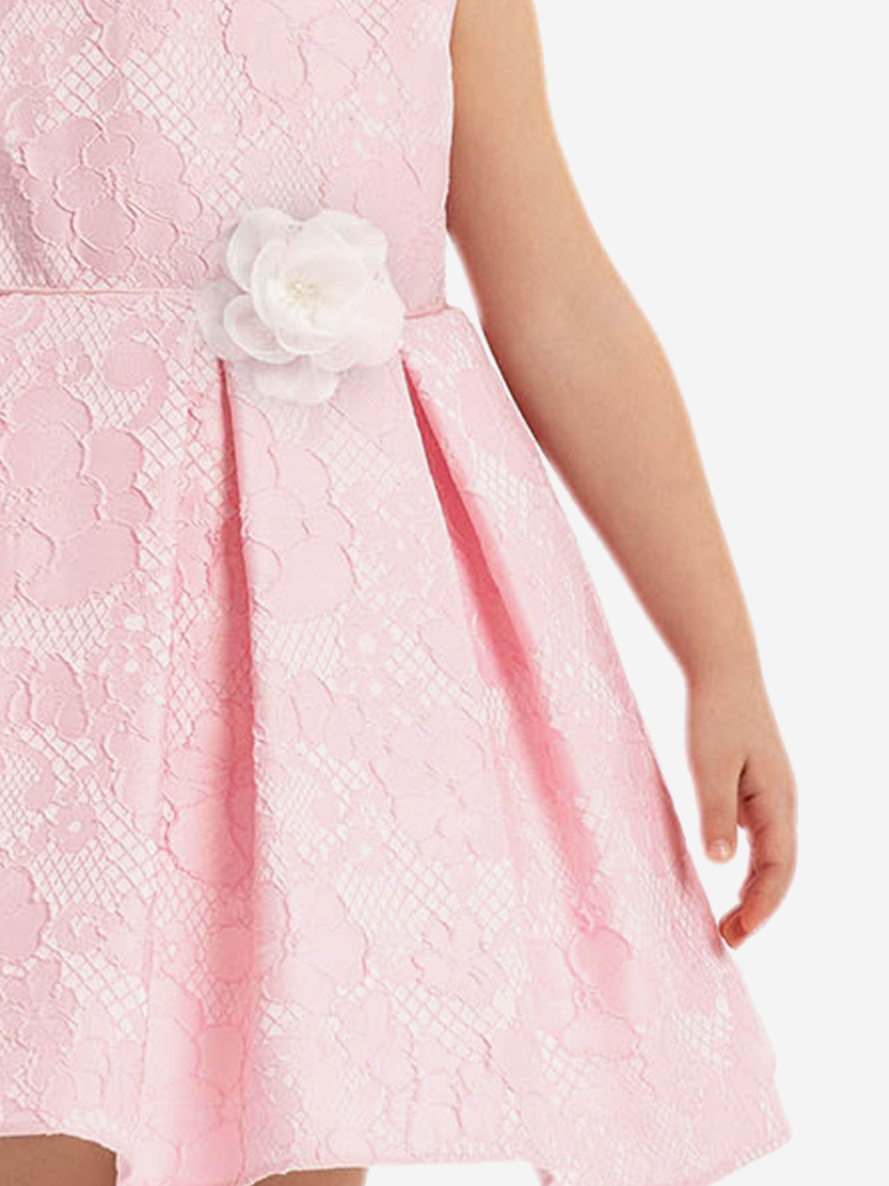 DRESS & Fleur Baby Girls Pink Flower Dress with Floral Applique